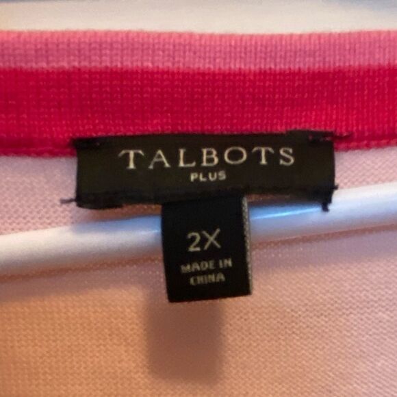 Talbots Plus pink striped hem soft sweater tank‎ - Picture 3 of 8